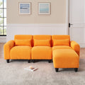 The 84.6 Inch Orange Teddy Fleece Creative Sofa Can Be Assembled Into A Two Seater Sofa With A Single Couch With Three Waist Pillows To Perfectly Stretch Your Waist For Small Apartment Bedroom Spaces Orange Polyester Blend 4 Seat