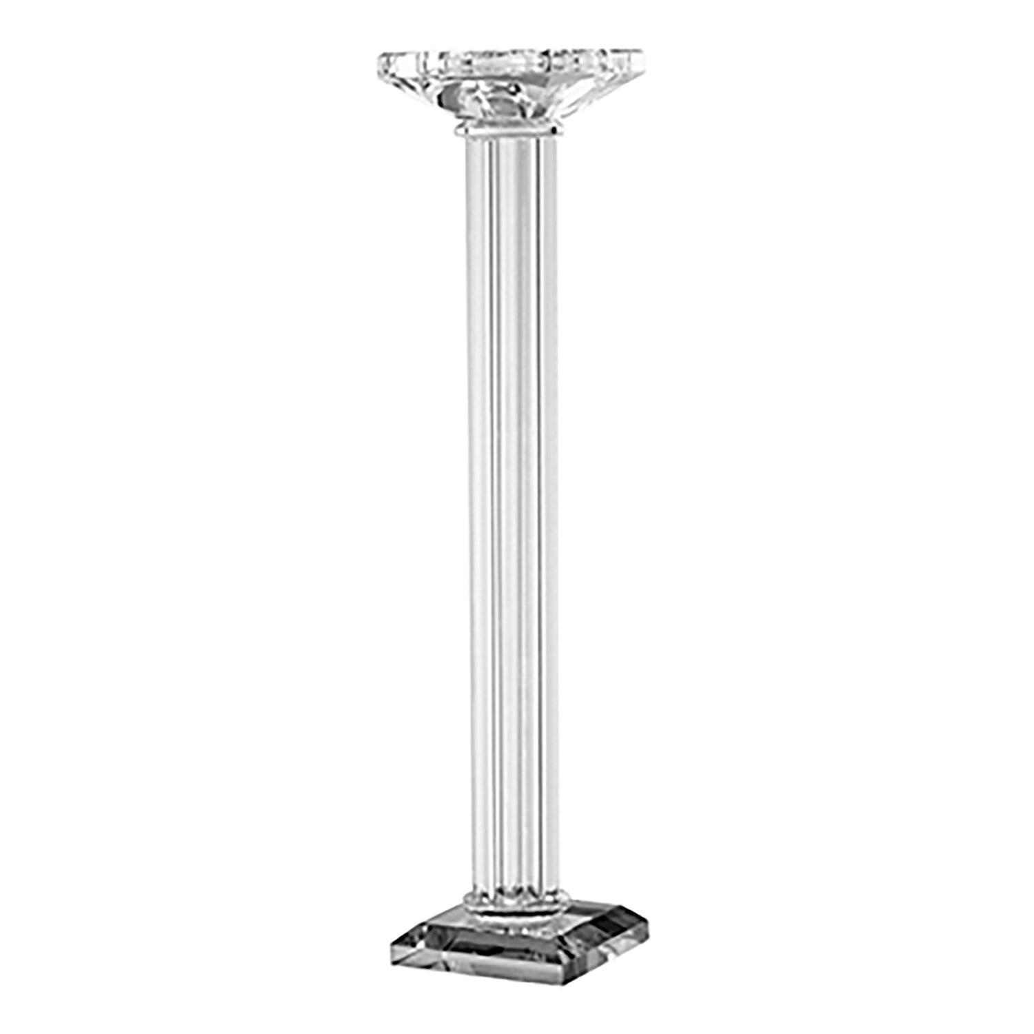 17 Inch Tall Pillar Candle Holder, Glass, Classic Clean Lined Finish, Clear Clear Glass