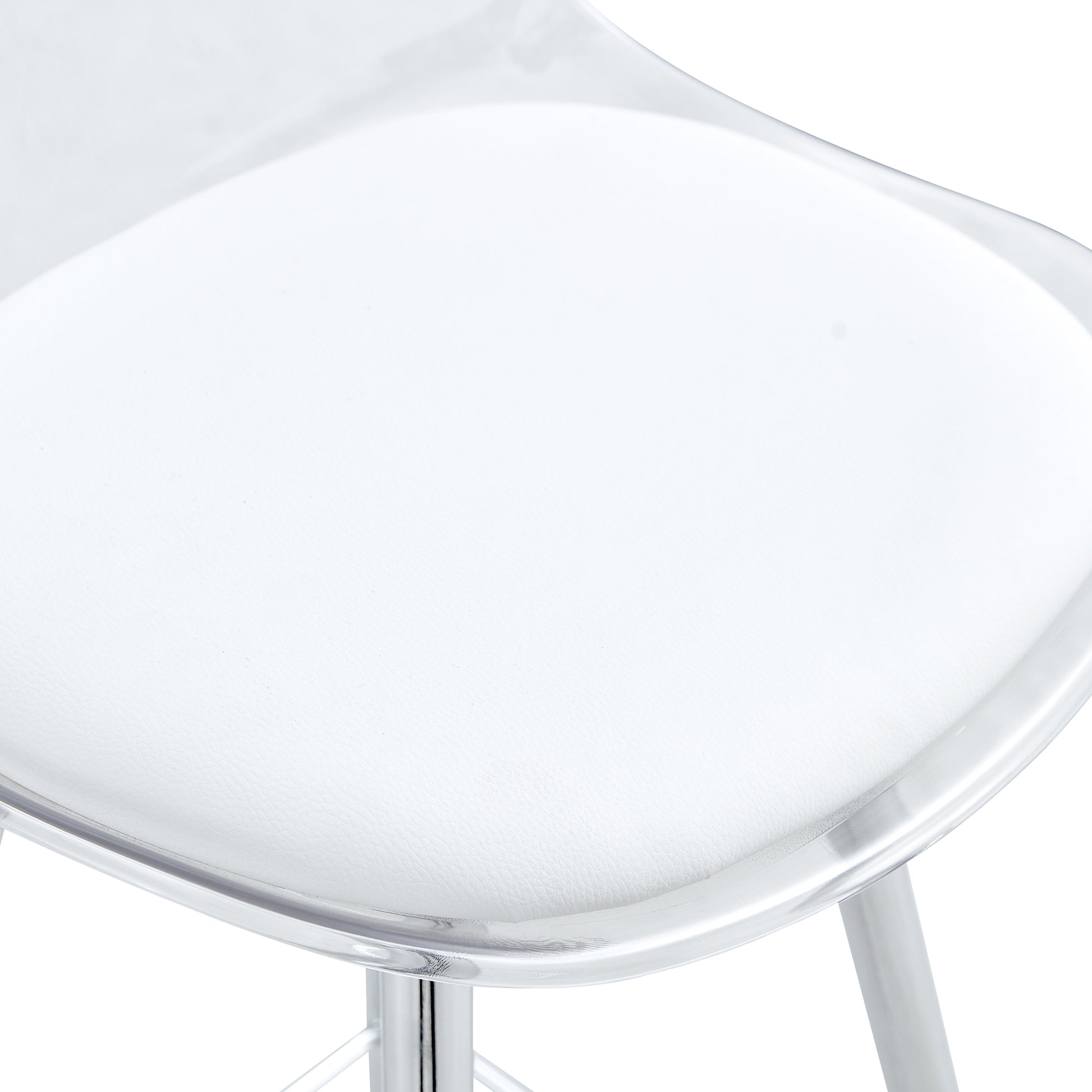 Modern And Comfortable Upholstered Bar Chairs, Metal Legs, Small Size Bar Chairs, Suitable For Part Of The Crowd, Stylish Design For Dining Room, Kitchen, Terrace And Living Room Chairs. White
