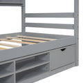 Twin House Bed With Roof Frame, Bedside Shelves, Under Bed Storage Unit,Grey Twin Grey American Design Pine