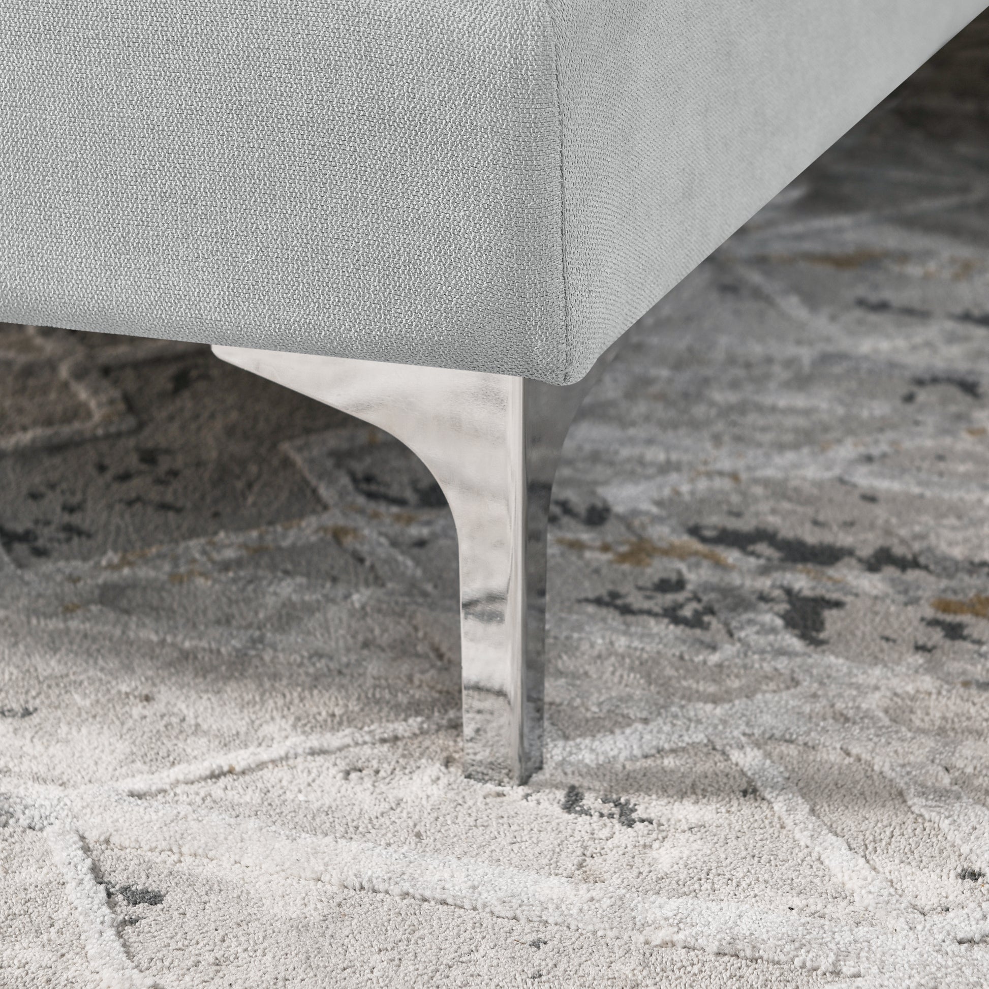 Modern Sofa 3 Seat Couch With Stainless Steel Trim And Metal Legs For Living Room,Package Compression Sofa Technology,Gray Gray Foam 3 Seat