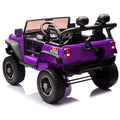 24V Two Seater Kids Ride On Truck Car W Parents Control,200W*2,Seat Width 20.28In,Four Wheel Suspension,Led Lights,Music,Mp3,Bluetooth,Two Independent Seat Belts,Suitable For Off Road For Kids Aged 3 Purple 100 149 Lbs Polypropylene