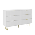 Modern White 6 Drawers For Bedroom,Big Size Wide Chest Of Drawers With Gold Handles, Wood Double Dresser Storage Cabinet For Living Room, Hallway White American Design,American Traditional,Antique,Casual,Classic Mdf