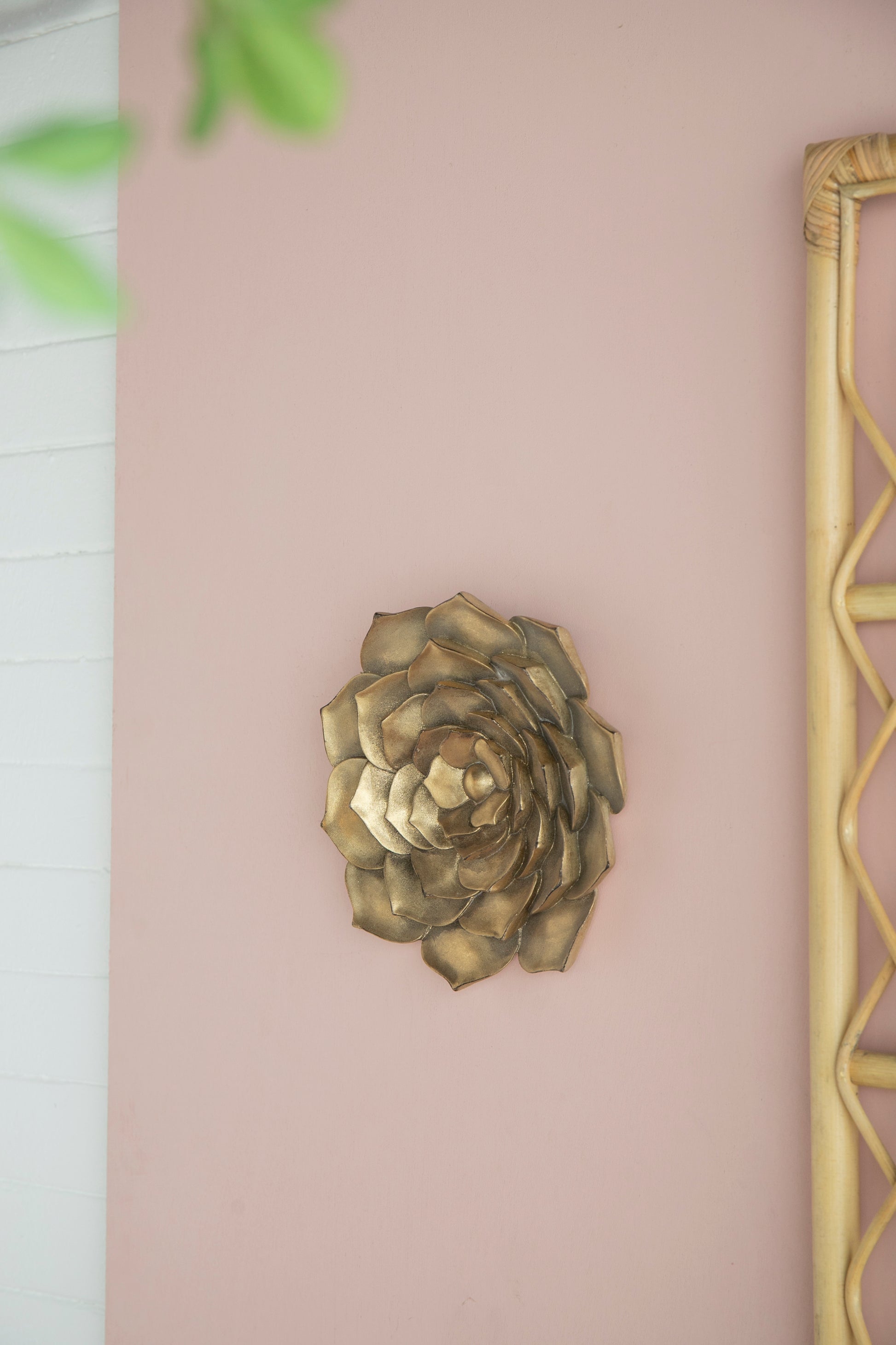 D10X1.4" Succulent Wall Plaque, 2 Piece Gold Resin