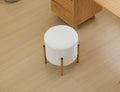 Modern Round Storage Ottoman, Ottoman Foot Stools With Metal Base, Ottoman Footstool With Removable Lid Storage Ottoman For Living Room, Bedroom, Makeup Room White White Upholstered