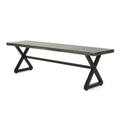 Outdoor Aluminum Dining Bench With Steel Frame, Grey Black Grey Black Aluminium