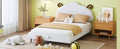 Full Size Upholstered Platform Bed With Sheep Shaped Headboard, White Full White Plywood