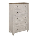 Transitional Rustic Style 1Pc Storage Chest Of 5 Drawers Two Tone Antique White And Brown Classic Bedroom Furniture Antique White,Brown Bedroom Classic,Rustic,Transitional Wood