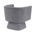 1Pc Swivel Chair Gray Velvet Fabric Upholstery Solid Wood Diamond Pattern Stitched Back Comfort Chair Living Room Furniture Gray Primary Living Space Contemporary Plywood,Solid Wood