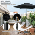 7.5Ft * 7.5Ft Patio Umbrella With Crank And Push Button Tilt, Outdoor Table Market Umbrella With Aluminum Pole Black Black Polyester