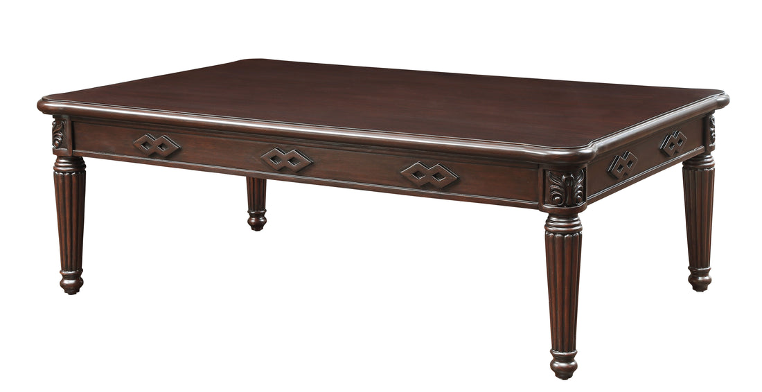 Espresso Coffee Table With Turned Legs Espresso Primary Living Space Traditional Rectangular Solid Wood Mdf