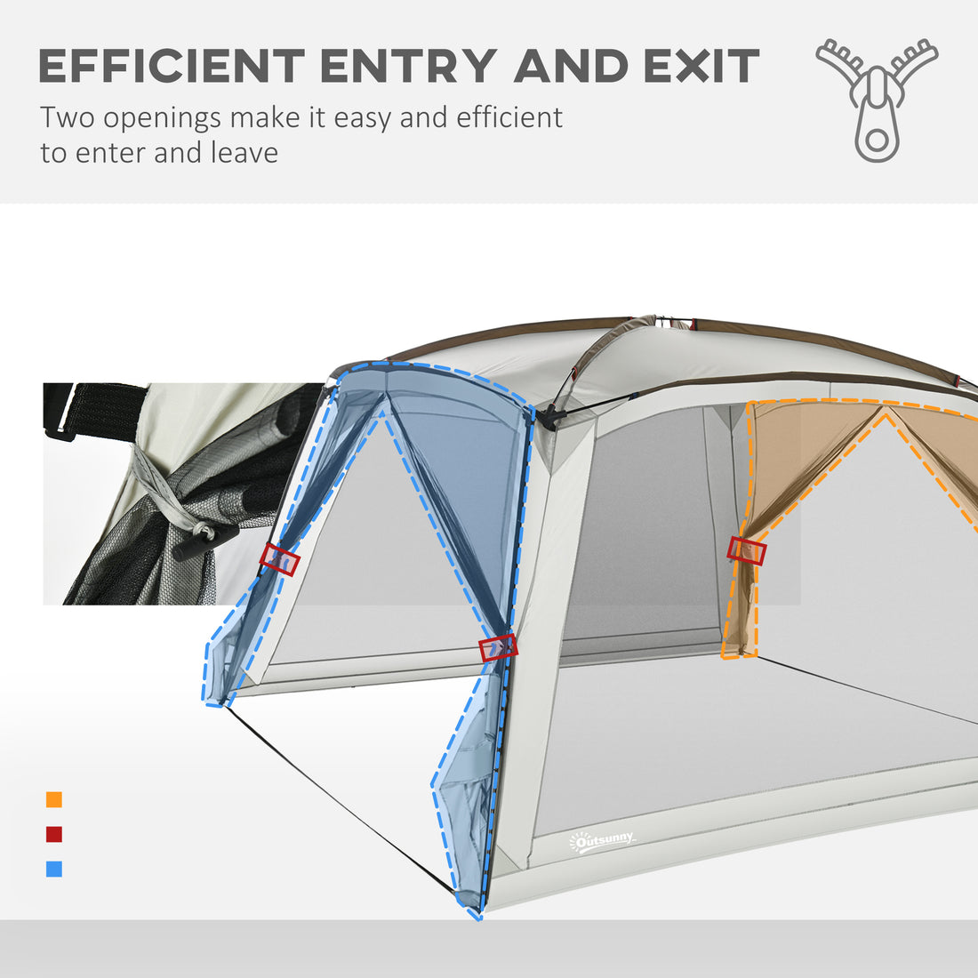 Outsunny 12' X 12' Screen House Room, Uv50 Screen Tent With 2 Doors And Carry Bag, Easy Setup, For Patios Outdoor Camping Activities White Polyester