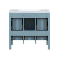 36'' Bathroom Vanity With Resin Sink Combo, Solid Wood Frame Bathroom Storage Cabinet, Freestanding Vanity Set With 5 Drawers& Soft Closing Doors Same As N710S136002M Blue Bathroom Solid Wood Mdf Resin
