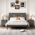 3 Pieces Bedroom Sets, Full Size Farmhouse Platform Bed With Two Bedside Lights, 2 Drawer Nightstand, Antique Gray Full Antique Gray 3 Piece Set Wood