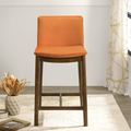 Shannon Counter Chair In Burnt Orange Velvet Solid Brown,Burnt Orange Brown Dining Room Foam Wipe Clean Mid Century Modern Bar Stools Solid Back 1 Foam Solid Wood,Velvet