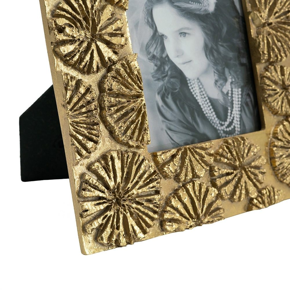 Set Of 2, 7.5X9.5" Photo Frame, 4X6" Opening Gold Antique,Art Deco,Luxury,Retro,Vintage Resin