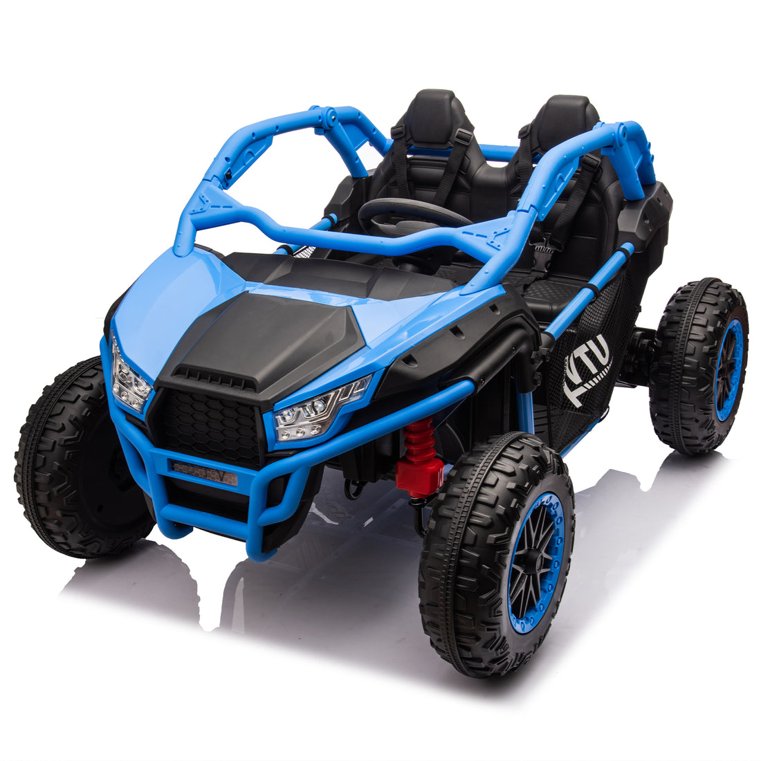 24V Two Seater Kids Ride On Utv W Parents Control,20In Seat Width,400W Super High Power,Four Wheel Suspension,Bluetooth,Mp3,Usb,Led Light,Horn,Rear Storage Space,Speeds 3.73 4.97Mph For Kids Aged 3 . Blue 100 149 Lbs Polypropylene