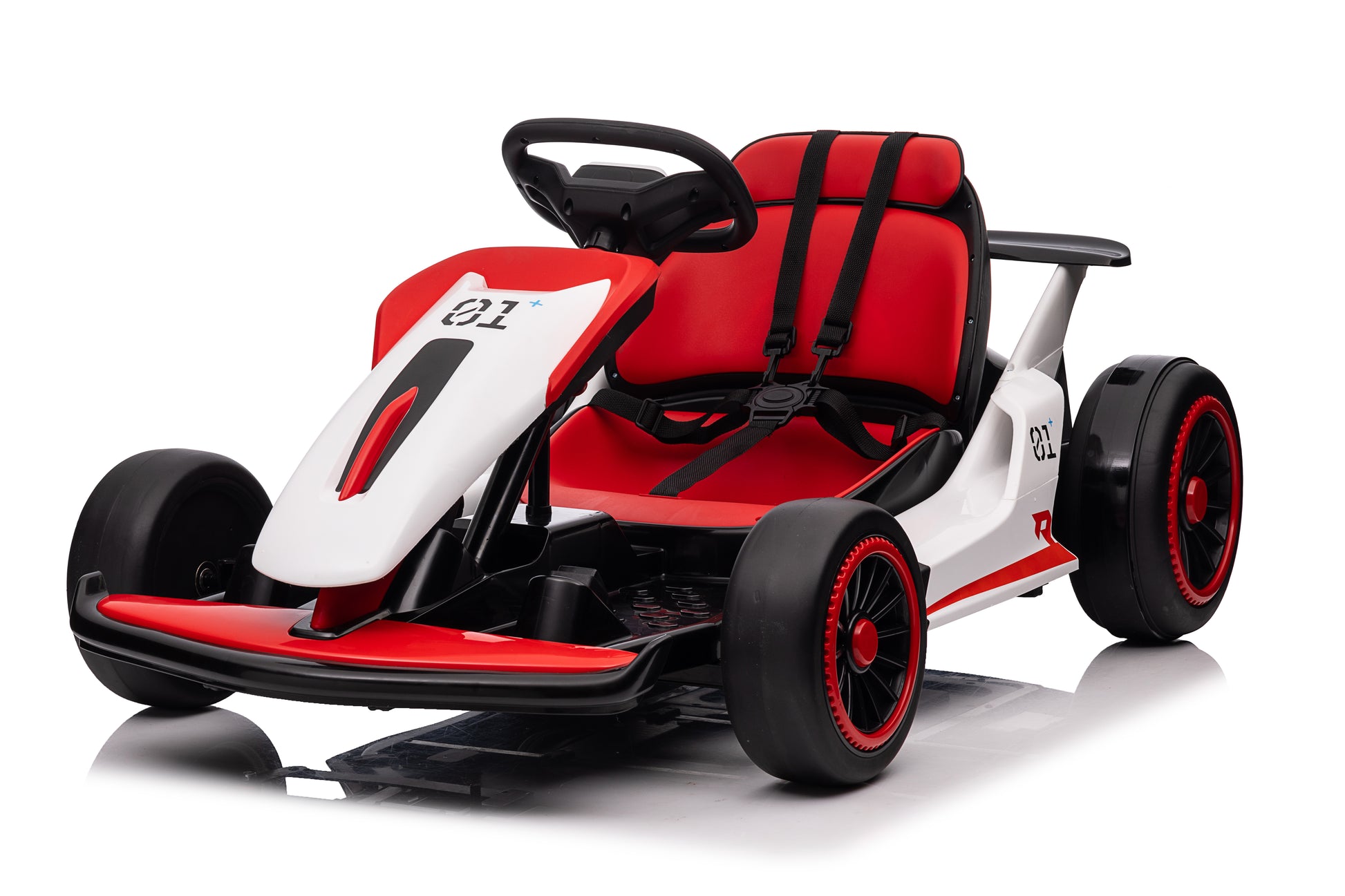 Electric Go Karts, Battery Powered Ride Karts Suitable For Children Aged 6 15, Outdoor Drift Red Abs