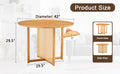 Chinese Countryside Retro Solid Wood Round Table, Simple Modern Imitation Rattan Table, Wooden Table, Desk. Suitable For Dining Room, Living Room, Office Wood Rubber Wood