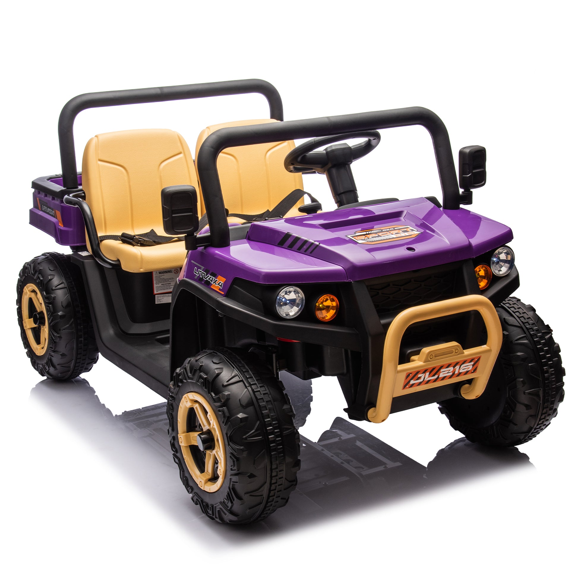 24V Xxxl Kids Ride On Utv W Parents Remote Control,Two Seater,Automatic Tipping Bucket,Rear Wheel Suspension,Slow Start,Portable Handle,Safety Belt,Led Light,Usb,Mp3,Bluetooth,Horn For Kids Aged 3 8. Purple 50 99 Lbs Polypropylene