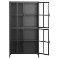 Premium Black Metal Storage Cabinet With Tempered Glass Doors, Adjustable Shelves, Anti Tipping Device, Magnetic Silent Closure, And Adjustable Feet For Home And Office Use Accent Chests 3 4 Spaces