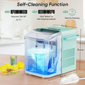 Countertop Ice Maker Machine Self Cleaning, Fast Making 9 Ice Cubes In 6 Minutes, 26.5Lbs 24Hrs, 2 Sizes Bullet Ice, Portable Ice Machine With Ice Scoop, Basket And Handle, Green Green Plastic