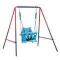 Xns067B Green And Blue Interesting 2 In 1 Baby Swing Mental Plastic Safe Swing Set 110Lbs For Outdoor Playground For Age 3 Blue Red Steel