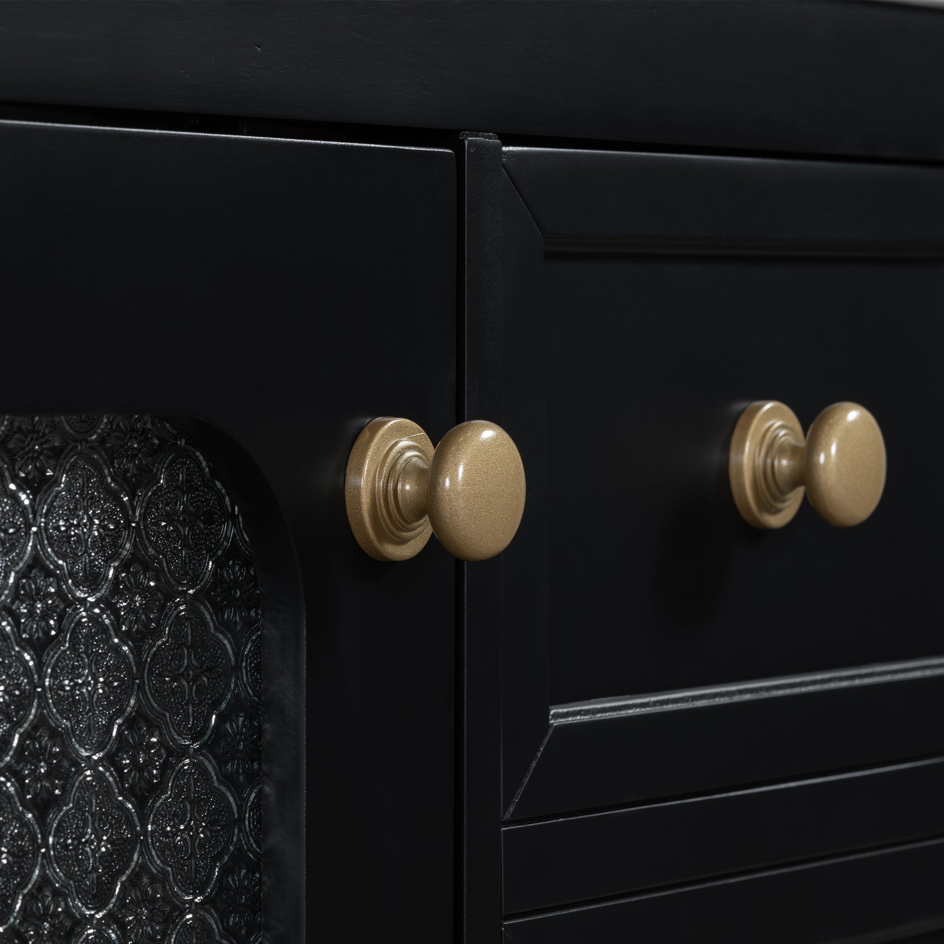 30 Inch Bathroom Vanity With A Soft Close Glass Door, Adjustable Shelves, And Three Drawers Black Bathroom Solid Wood Mdf Glass