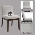 Edwyn Side Chair Set 2 , Gray Fabric & Brown Finish Dn03931 Brown Gray Upholstered