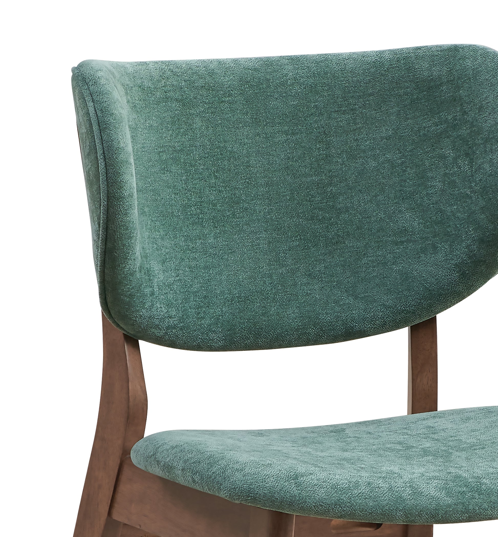 Bevis Side Chair Set 2 , Green Fabric & Walnut Finish Dn02314 Brown Green Upholstered