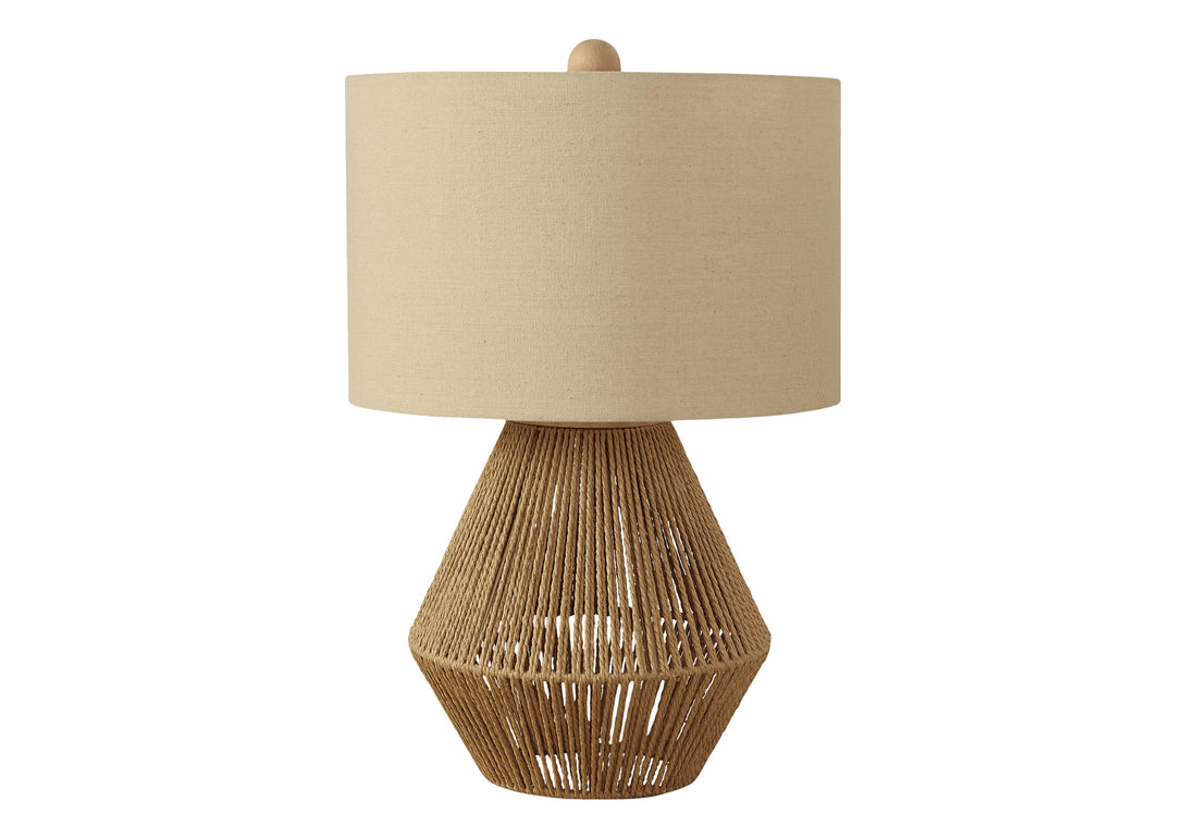 Lighting, 22"H, Table Lamp, Brown Rope, Beige Shade, Transitional Brown Woven Rope