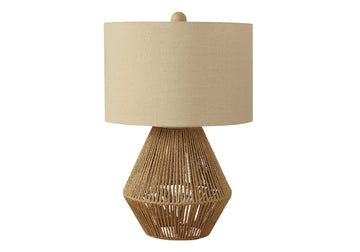 Lighting, 22"H, Table Lamp, Brown Rope, Beige Shade, Transitional Brown Woven Rope