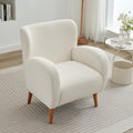 Mirod Modern Wing Back Lounge Chair Stylish Design, Soft Fabric, Solid Wood Legs, Easy Assembly, Durable Frame Beige Boucle