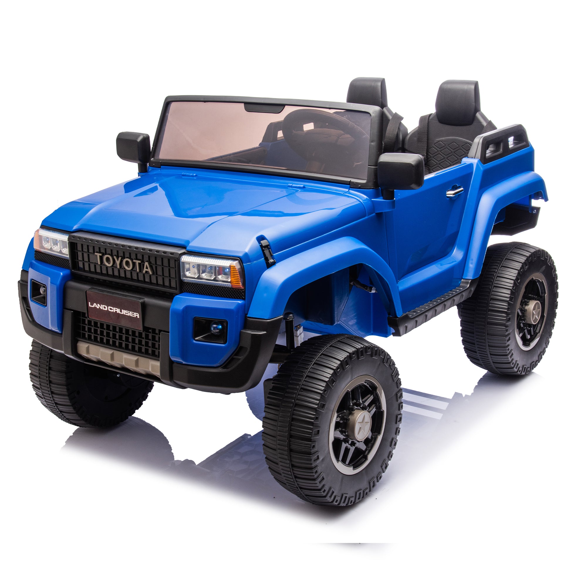 24V Two Seater Kids Ride On Car W Parents Remote Control, Licensed Toyota Lc250,220W Motors,With Shovel,Three Point Seat Belt,Slow Start,Speed Adjustment,Bluetooth,Music For Kids Aged 3 . Blue 100 149 Lbs Polypropylene