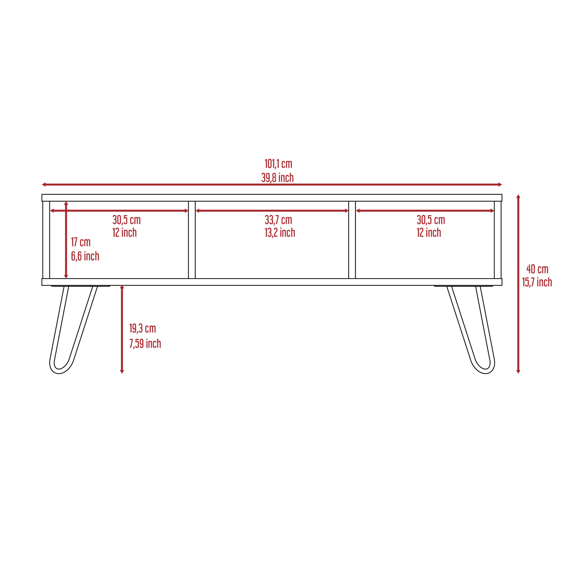 Vassel Coffee Table, Hairpin Legs, Two Shelves Espresso Brown Primary Living Space Modern Freestanding Rectangular Shelves Coffee & End Tables Rectangular Particle Board Particle Board