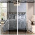 5 Piece Crinkle Velvet Comforter Set Silver Full Queen Full Silver Polyester