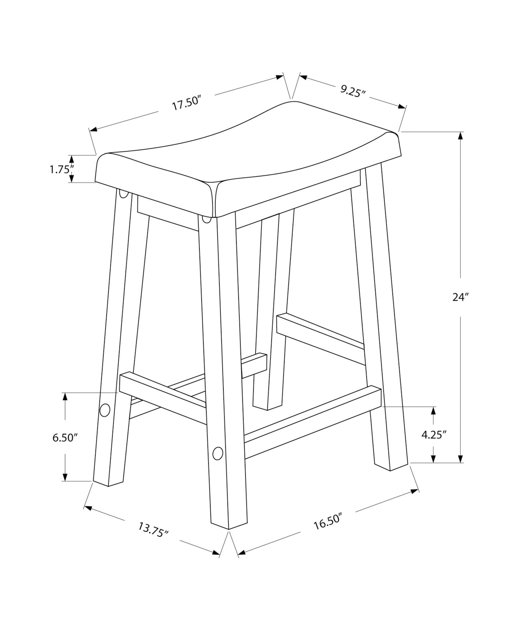 Bar Stool, Set Of 2, Counter Height, Saddle Seat, Kitchen, White Wood, Contemporary, Modern White Solid Wood