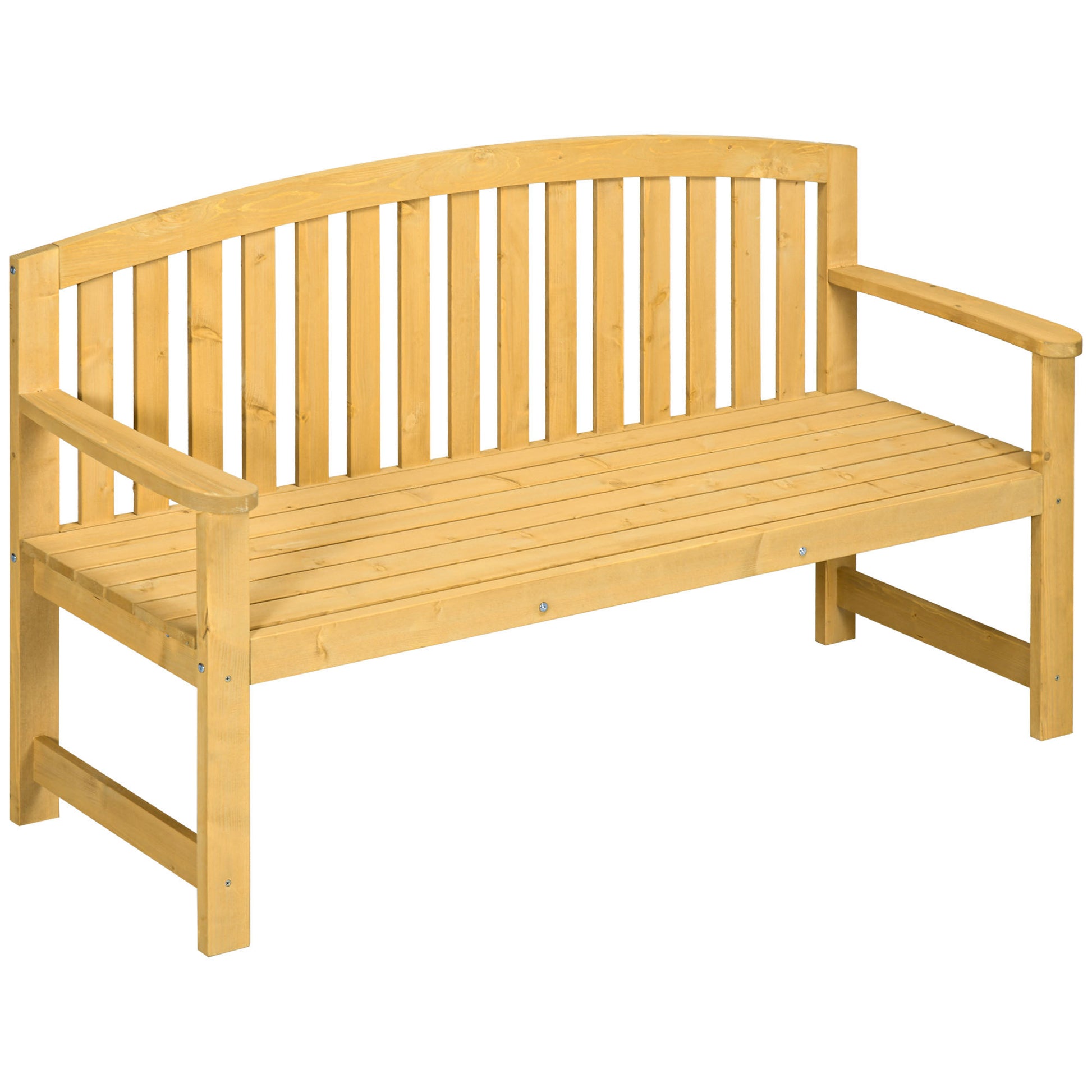 Outsunny 56" Outdoor Wood Bench, 2 Seater Garden Bench With Backrest And Armrest, Patio Bench For Patio, Porch, Poolside, Balcony, Natural Natural Wood