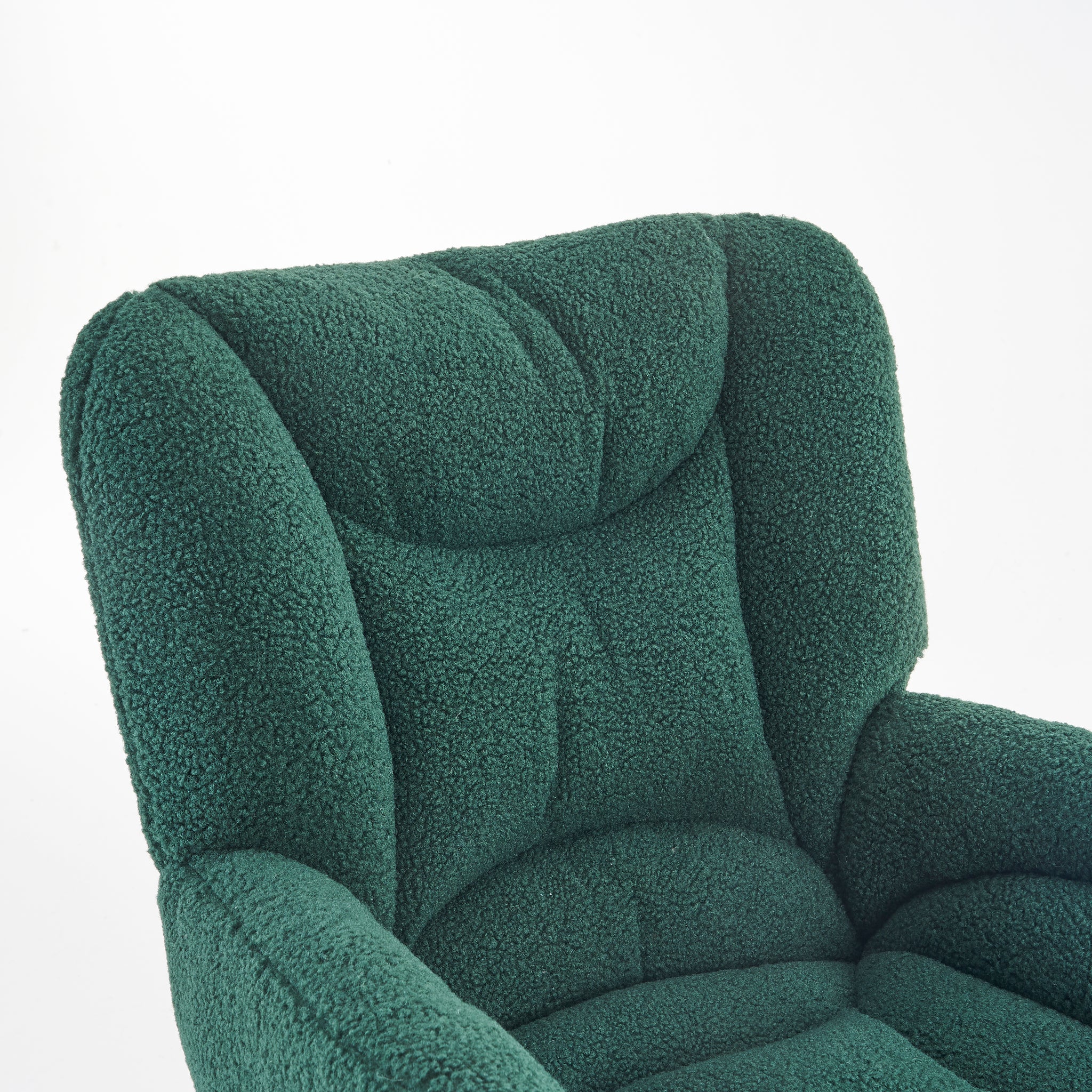 005 Teddy Fabric 360 Swivel Home Office Chair With Gold Metal Base And Universal Wheels,Green Solid Green Office Sponge Wipe Clean Modern Office Chairs Tufted Back Foam Swivel Teddy