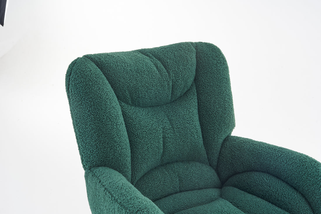 005 Teddy Fabric 360 Swivel Home Office Chair With Gold Metal Base And Universal Wheels,Green Solid Green Office Sponge Wipe Clean Modern Office Chairs Tufted Back Foam Swivel Teddy