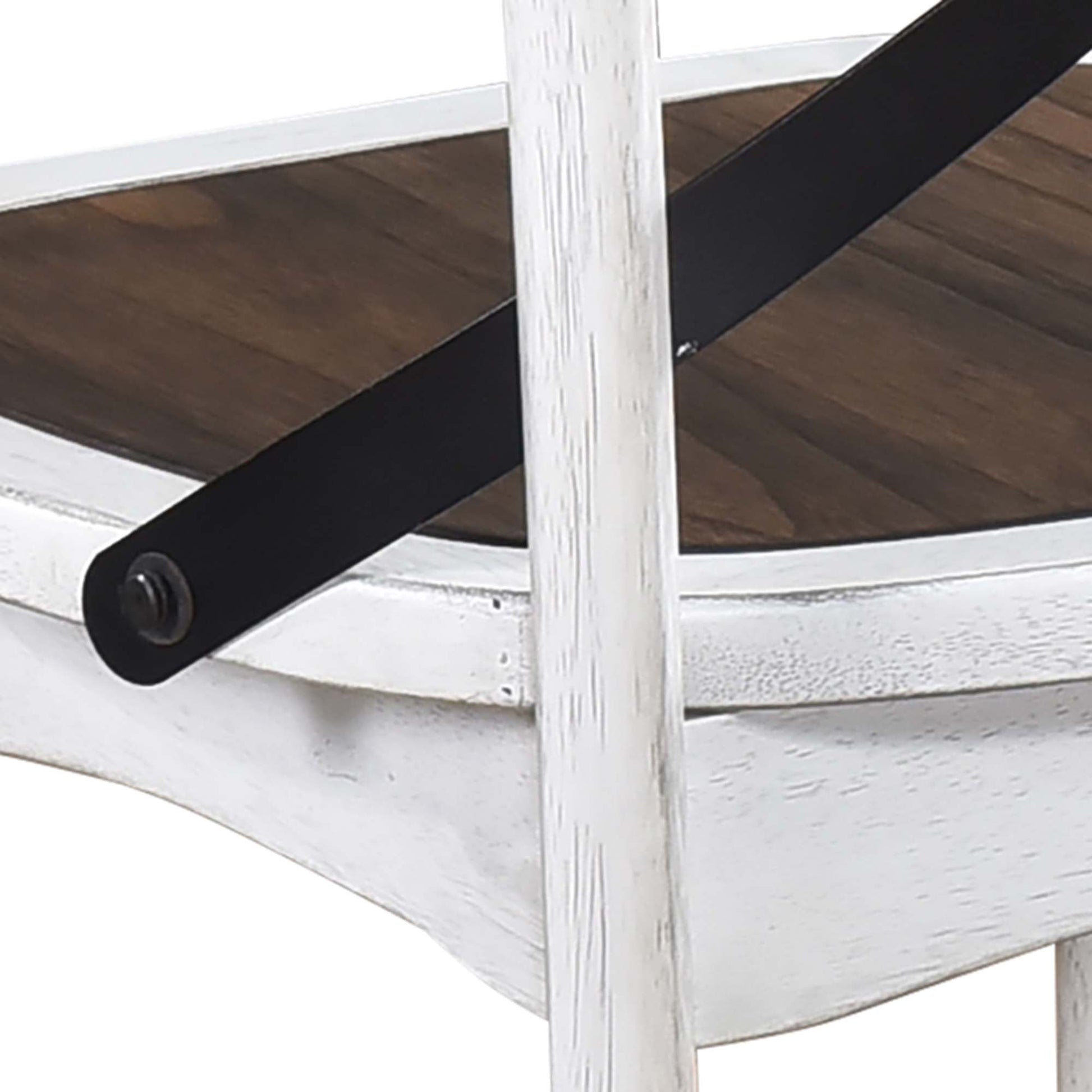 2 Pieces Set Dining Side Chair Rustic Modern Farmhouse Design Retro Design With Metal X Design Antique Dark Oak,Antique White Set Of 2 Solid Wood