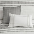 6 Piece Cotton Jacquard Oversized Comforter Set White Grey Full Full Grey White Cotton