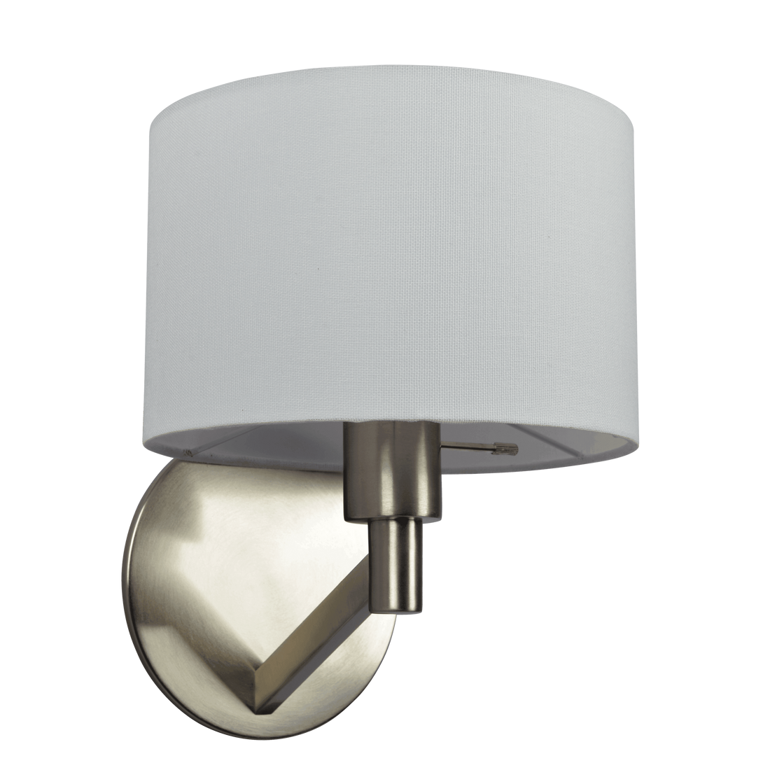 Nebula Brushed Nickel Base Wall Lamp With Rotary Switch White Fabric Shade Nickel,Silver,White Fabric,Metal