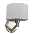 Nebula Brushed Nickel Base Wall Lamp With Rotary Switch White Fabric Shade Nickel,Silver,White Fabric,Metal