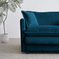 Mid Century Modern Couch 3 Seater Sofa With 2 Armrest Pillows And 3 Toss Pillows, Couch For Living Room Blue Chenille Blue Chenille 3 Seat