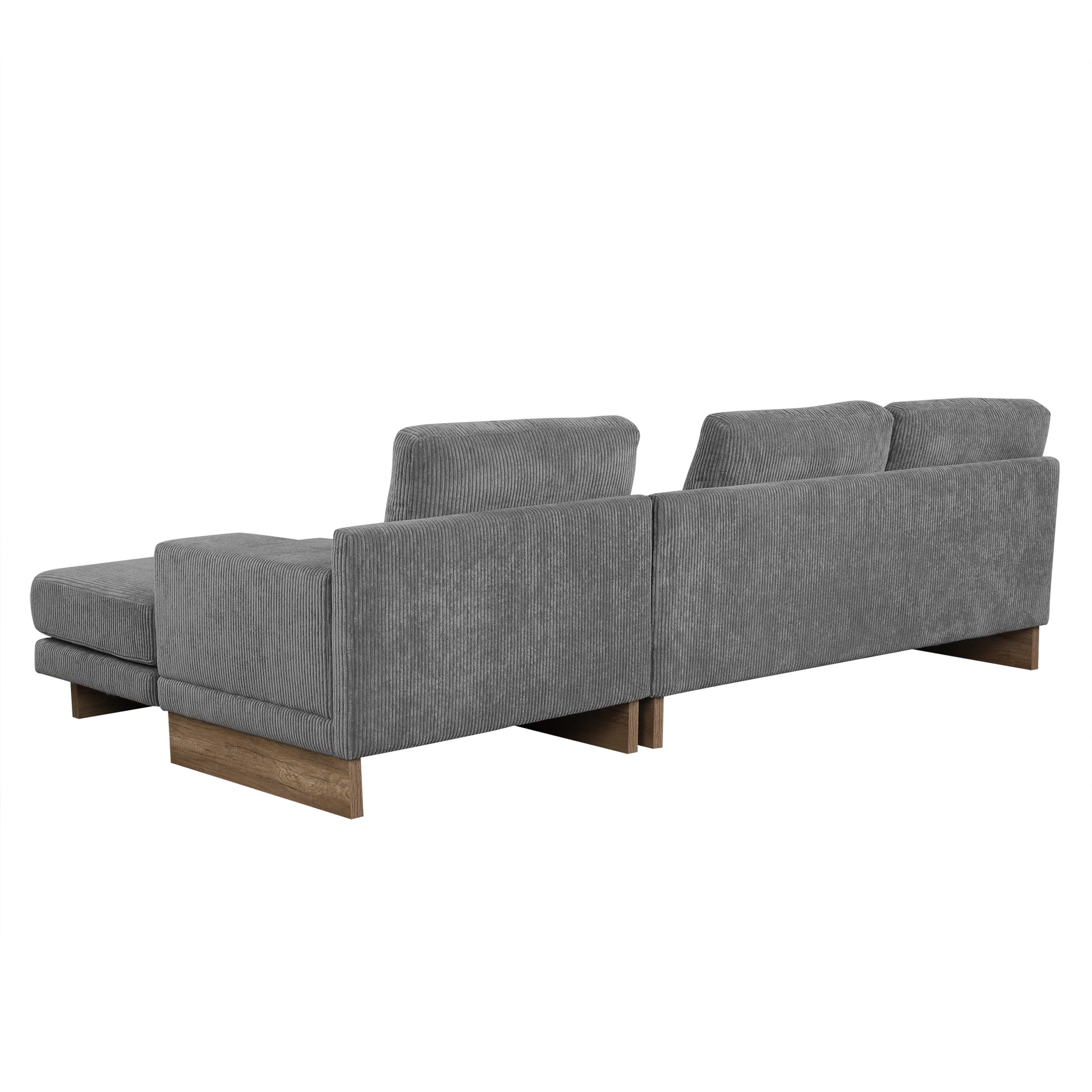 114" L Shaped Sofa Sectional Sofa With Two Usb Ports And Two Power Sockets, A Storage Drawer And A Reversible Chaise Lounge For Living Room, Grey Grey Foam Corduroy 3 Seat