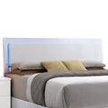 White Queen Bed With Led Light Headboard Box Spring Required Queen White Wood White Bedroom Contemporary Panel Faux Leather Faux Leather