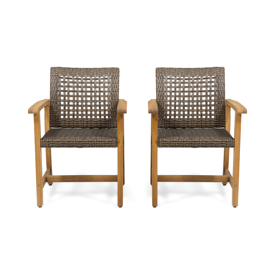 Hampton Wood And Wicker Dining Chair Set Of 2 Brown Wood Glass