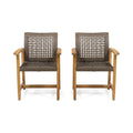 Hampton Wood And Wicker Dining Chair Set Of 2 Brown Wood Glass