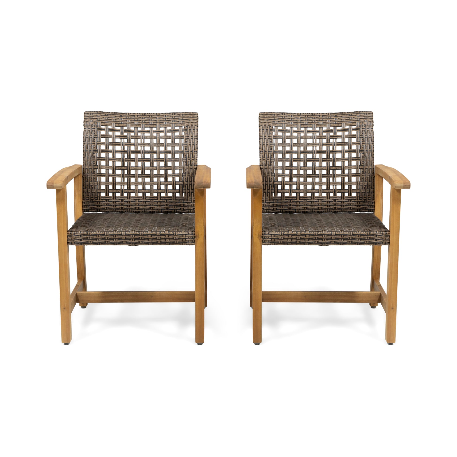 Hampton Wood And Wicker Dining Chair Set Of 2 Brown Wood Glass